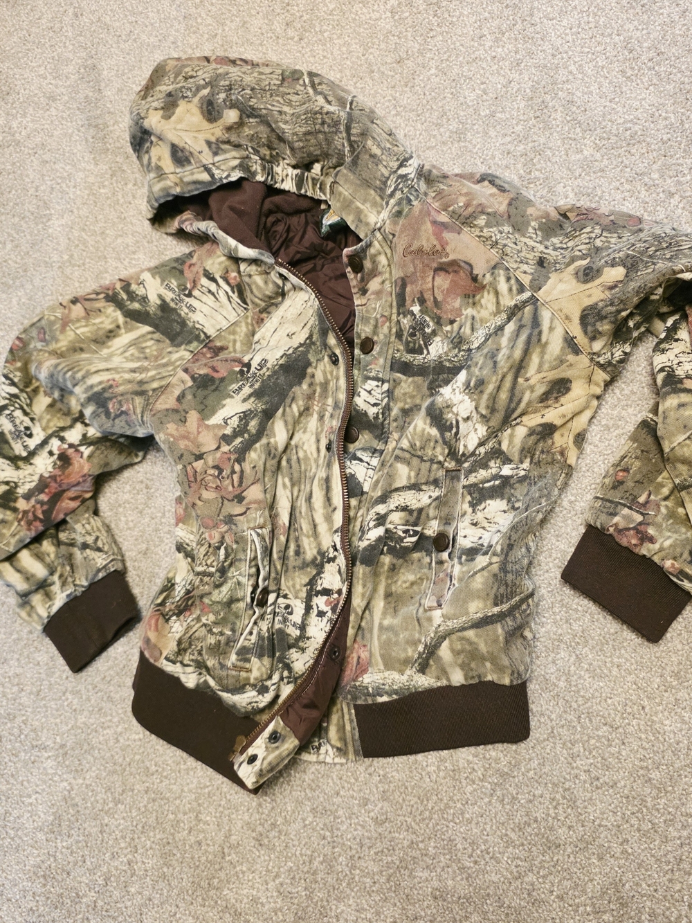 Cabela's Kids Camouflage Hooded Puffer Jacket - Brown, Green